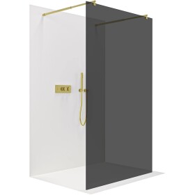 CERANO Sprchová zástěna Walk-in Onyx Duo L/P - 8 mm - kulatá vzpěra - zlatá, grafitové sklo - 60x200 cm