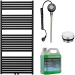 CERANO Koupelnový elektrický radiátorový set Vincenzo - WIFI - 600W - černá matná - 1340x600 mm