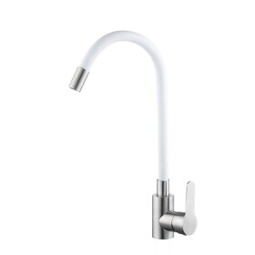 VELAZO - Kuchyňská baterie s flexibilním výtokem bílá/ ocel VELAZ8105SW