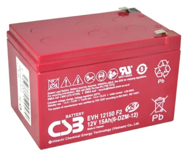 CSB 6-DZM-12 / Pb záložní akumulátor / VRLA AGM / 12V / 15Ah (EVH12150 (6-DZM-12))