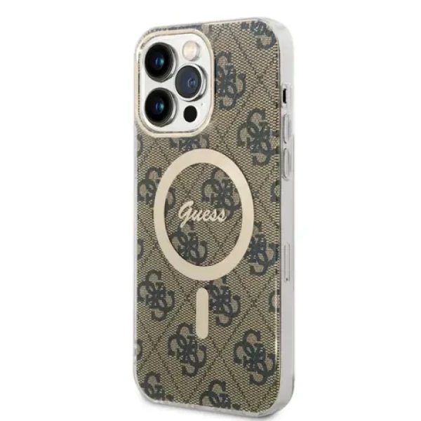 Pouzdro Guess 4G IML MagSafe iPhone 14 Pro Max hnědé