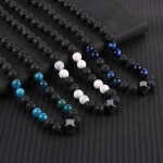 Pánský náhrdelník Alberto - lávový kámen, tygří oko, hematit, Černá 60 cm