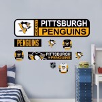 Mustang Drinkware Samolepky na Stěnu Pittsburgh Penguins NHL Repositionable Street Signs Wall Decal Set