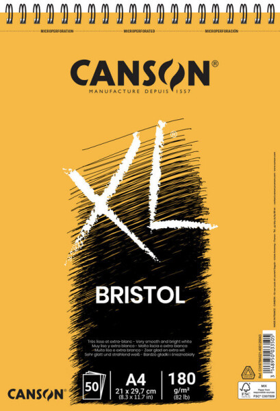 Grafický blok Canson XL Bristol A4 180g 50 listů kroužkový