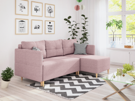 FRONTI Rohová rozkládací sedačka MALCOLM růžová - MALMO 61 8245