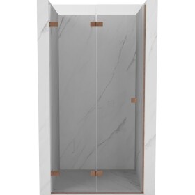 MEXEN/S - Lunar-F skládací sprchové dveře levé 90, transparent, měď kartáčovaná 836-090-000-65-00-L