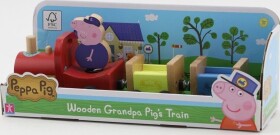 Dřevěný vlak Prasátko Peppa + figurka děda