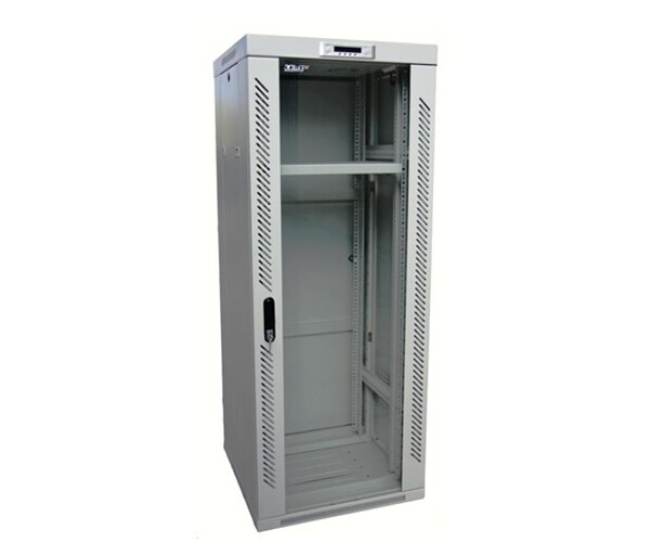 LEXI-Net 19" stojanový rozvaděč 37U 600x600 rozebiratelný, ventilační jednotka, termostat, kolečka, 600kg, sklo, šedý EDF_1030862