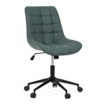 Židle kancelářská, zelená látka v dekoru broušené kůže, černý kovový kříž