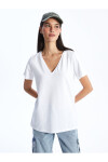 LC Waikiki Women's V-Neck Straight Short Sleeve T-Shirt