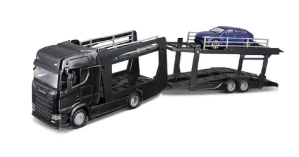Bburago STREET FIRE Kamion s návěsem Multicar Carrier Scania 770S + Lamborghini Urus 1:43