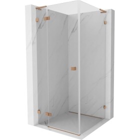 MEXEN/S - Lunar L sprchový kout dveře křídlové levá 70 x 70, transparent, měď kartáčovaná 834L-070-070-65-00-L