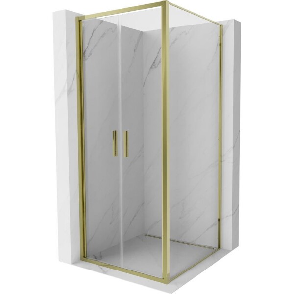 MEXEN/S - Exo sprchový kout dveře křídlové 100 x 100, transparent, zlato 814-100-100-50-00