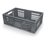 Stohovatelná europřepravka s mřížkou 595 x 397 x 300 mm, šedá, objem 44l, nosnost 50kg