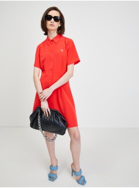 Červené košilové šaty Calvin Klein Jeans Dámské