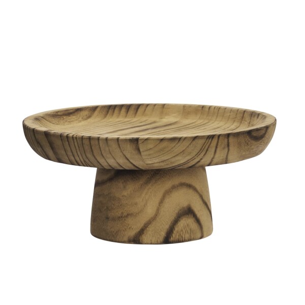 MADAM STOLTZ Dřevěný servírovací stojan Dark Natural Ø 30 cm, přírodní barva, dřevo,