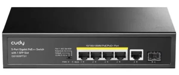 Cudy GS1005PTS1 PoE switch / 4x PoE RJ45 / 1x RJ45 / 1x SFP / 1000Mbps / 120W (GS1005PTS1)