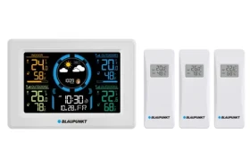 BLAUPUNKT WS40WH bílá / Meteostanice / 3x bezdrátové teplotní čidla / měření vlhkosti / kalendář (5901750506079)