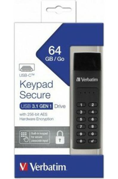 Verbatim Keypad Secure Drive 64 GB / USB C 3.2 Gen 1 / R:160 MBs / W:140 MBs (49431)