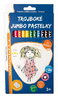 Rico Jumbo Pastelky trojboké, tuha průměr 5 mm - 12 ks + ořezavátko