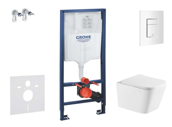 GROHE - Rapid SL Set předstěnové instalace, klozetu Arkas I a sedátka softclose, tlačítko Skate Cosmopolitan, alpská bílá SANI11BA3115