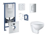 GROHE - Rapid SLX Set předstěnové instalace, klozetu, sedátka SoftClose, tlačítka Skate Cosmopolitan a sady pro vhazování tablet, matný chrom SANI11BB2126
