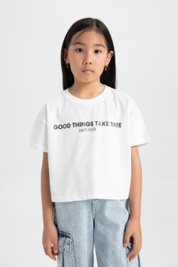 DEFACTO Girl's Printed Short Sleeve T-Shirt