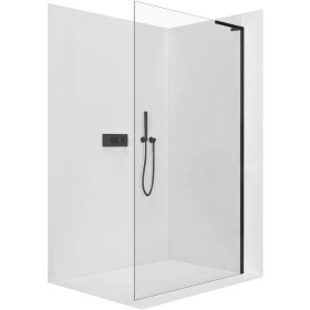 CERANO Sprchová zástěna Walk-in Onyx L-pravá vzpěra - 8 mm - černá matná, transparentní sklo - 120x200 cm