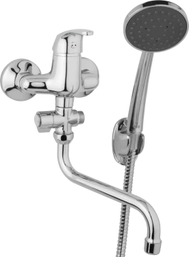 JB Sanitary Nástěnná umyvadlová a sprchová baterie SLIM, rozteč 100 mm, otočný přepínač, s příslušenstvím, trubkové ramínko 300 mm A10 32 51