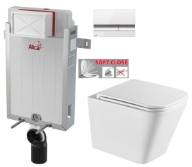 ALCADRAIN Renovmodul - předstěnový instalační systém s bílým/ chrom tlačítkem M1720-1 + WC INVENA FLORINA WITH SOFT, včetně soft/close sedátka AM115/1000 M1720-1 FL1