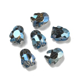 Skleněné korálky - broušený tučňák - tmavě modrý - 8 x 6,5 x 4,5 mm - 1 ks