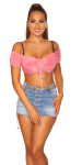 Sexy KouCla Crop Top bez ramene Einheitsgroesse