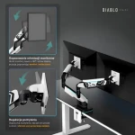 Diablo RGB X-Arm Dual bílo-černá / Rameno na 2 monitory / Do 35" / RGB (1875)