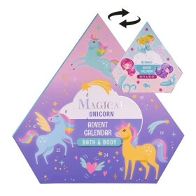 Adventní kalendář MAGICAL UNICORN MERMAID v krabičce ve tvaru diamantu (oboustranný)