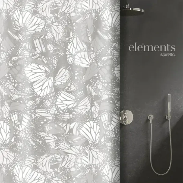Elements by Spirella NOVA bílo-šedý / Sprchový závěs / 180 x 200 cm / polyester