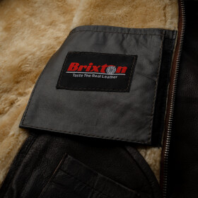 Pánská Kožená Zimní Bunda Bomber Lazare Pravý Kožíšek Brixton Hnědá Velikost: 4XL