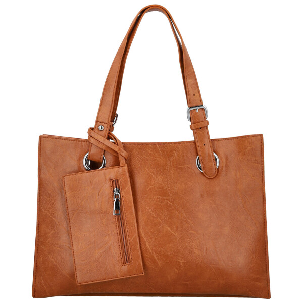 Trendy dámská koženková kabelka na rameno Valika, hnědá