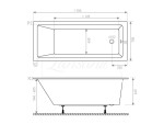 Lansanit Vana obdélníková EX 1700x700 mm, včetně nohou LANEX170X70