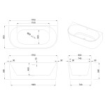 INVENA - Volně stojící vana příčné 170 cm Astri se sifonem AN-03-17U-F