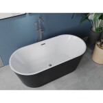 MEXEN/S - Luna volně stojící vana 140 x 75, bílá/černá, sifon a přepad grafit metal 52031407575-95