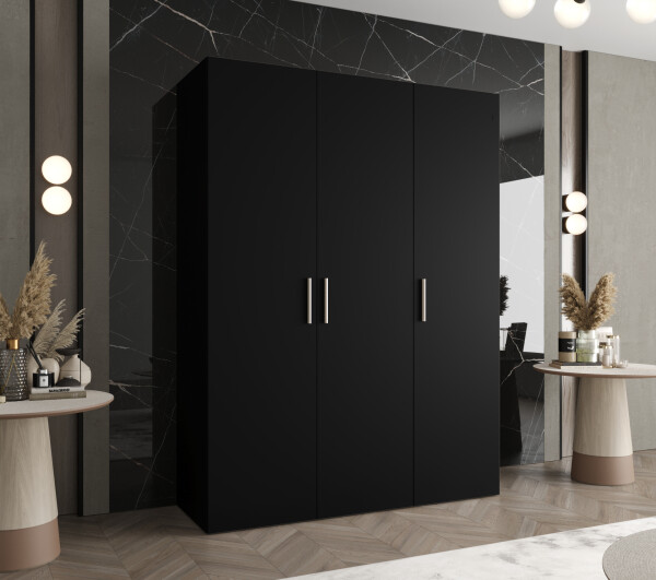 Šatní skříň Abi Bari 1 Rozměry: 150 cm, Pásky / úchyty: Kašmír, Barva korpusu + barva dveří: Černá + Černá