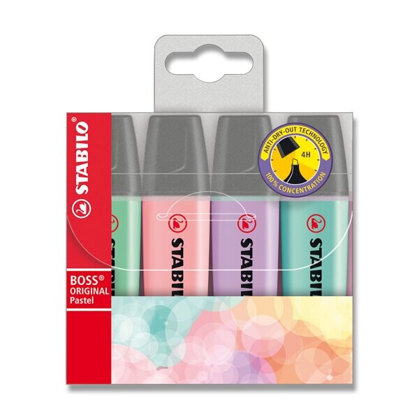 Zvýrazňovače Stabilo Boss Original - sada Pastel, 4 barvy