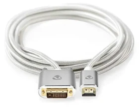 Nedis Profigold HDMI - DVI-D stříbrný / Kabel / DVI-D 24+1 Dual Link / pozlacené kontakty / opletený / 2m (CCTB34800AL20)