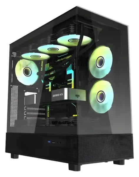 DarkFlash DPX90 černá / ATX / 3x ventilátor / 270° panorama sklo / USB-C 3.1 / bez zdroje (DPX90 Black)