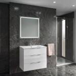 SAPHO - SET koupelnová skříňka CIRASA 70cm s umyvadlem a LED zrcadlem, 3x zásuvka, bílá lesk KSET-102