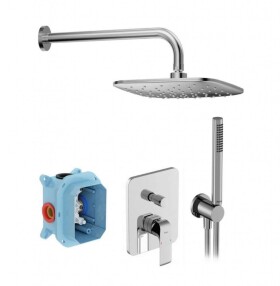 RAVAK - Flat Sprchový set s baterií pod omítku, s tělesem, 25x25 cm, chrom X07S070