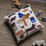 Ferm Living Polštář z organické bavlny Village Off-White 40 x 40 cm, multi barva, textil