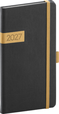 Týdenní diář 2027 Notique kapesní Twill černo-zlatý