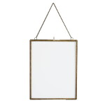 MADAM STOLTZ Závěsný fotorámeček Antique brass Frame 20 × 25 cm, měděná barva, sklo, kov