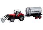 Mamido Zemědělský traktor s bagrem a cisternou červený s pohonem
